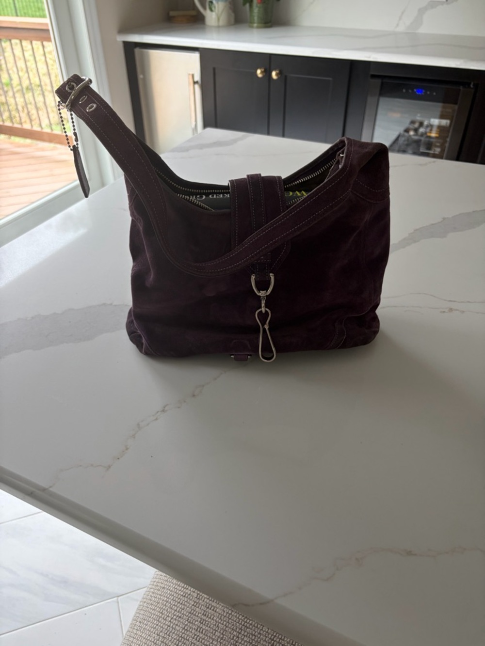 Coach Burgundy Suede Shoulder Bag